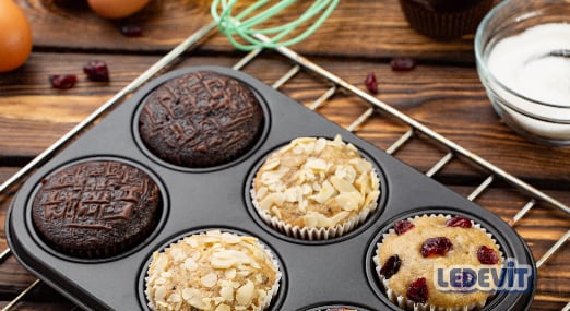 Muffins de vainilla y chocolate rellenos