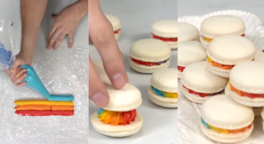 Macarons rellenos con buttercream multicolor