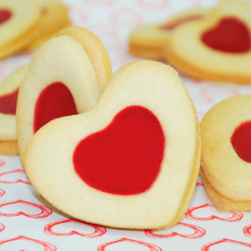 Galletas rellenas en forma de corazón