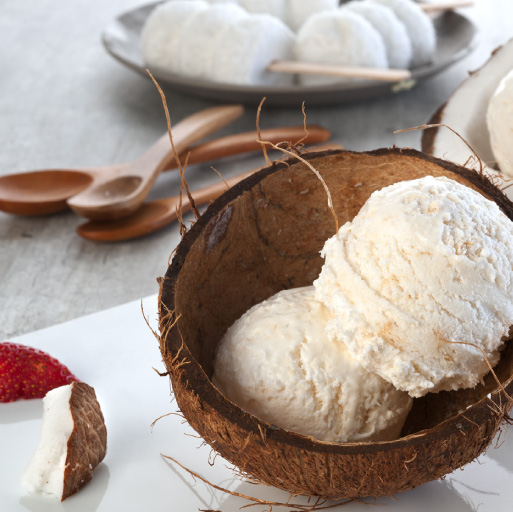 Helados de coco y dulce de leche