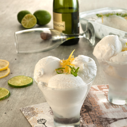 Helado de champagne y limón